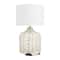 Beige Linen Coastal Table Lamp, 25" x 15" x 15"